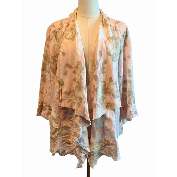 Ruby‎ Rd. Womens Open Front Cardigan Sz 20W Linen Blend Cottage Floral Lagenlook - Picture 4 of 7